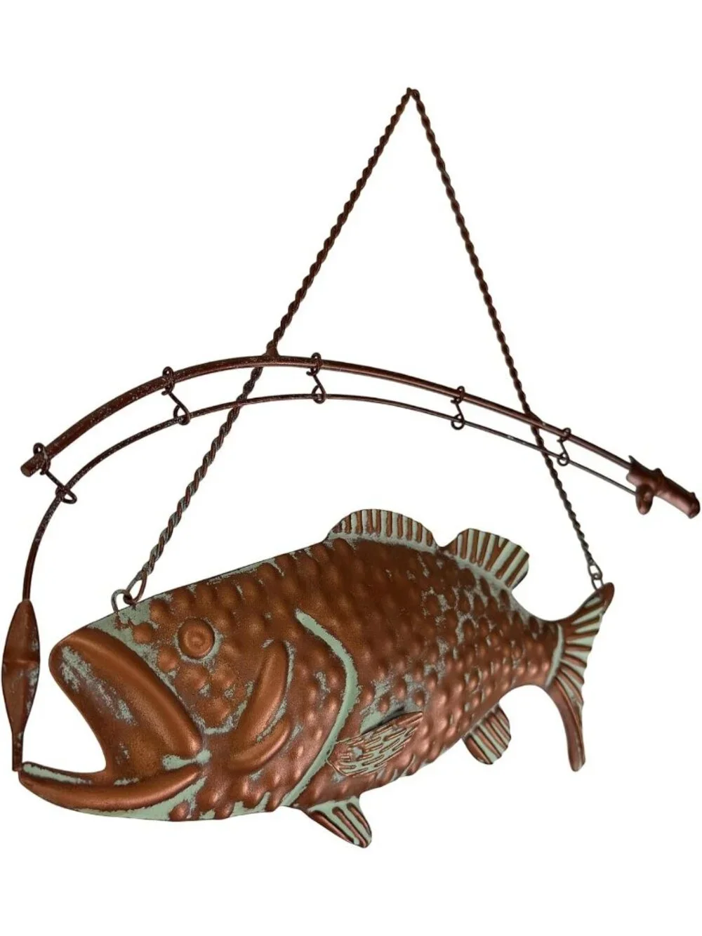 15” Largemouth Bass Metal Wall Art Sculpture | Copper Patina, Textured Finish
